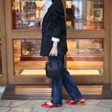 [Shrink leather]<br>postman mini shoulder<br>color: black