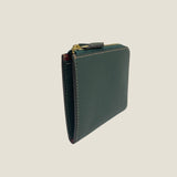 [フレンチカーフ] <br>ハーフLジップウォレット<br>color：ダークグリーン