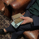 [French calf x crocodile pattern] <br>mini snap wallet<br>color: taupe x khaki