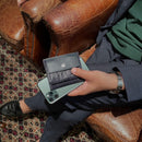 [French Calf x Croco Pattern] <br>Mini -snap wallet<br>Color: Navy x Navy