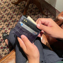 [French Calf x Croco Pattern] <br>Mini -snap wallet<br>Color: Navy x Navy