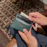 [Croc pattern x French calf] <br>mini snap wallet<br>color: black x dark green