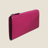 [French calf] <br>L zip long wallet<br>color: magenta pink