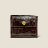 [Croc pattern leather] <br>mini snap wallet<br>color: dark brown