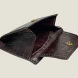 [Croc pattern leather] <br>mini snap wallet<br>color: dark brown