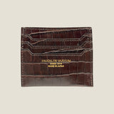 [Croc pattern leather] <br>mini snap wallet<br>color: dark brown