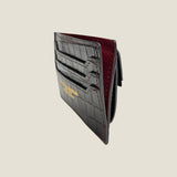 [Croc pattern leather] <br>mini snap wallet<br>color: dark brown