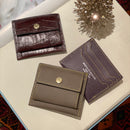 [Croco pattern leather] <br>Mini -snap wallet<br>color: Dark brown