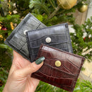 [Croco pattern leather] <br>Mini -snap wallet<br>color: Black