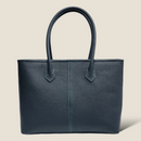 [フレンチカーフ] <br>ロワイヤルMトートバッグ<br>color：ネイビー×ターコイズステッチ×内装ターコイズ<br>【７月下旬入荷予定】