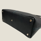 [フレンチカーフ] <br>ロワイヤルMトートバッグ<br>color：ネイビー×ターコイズステッチ×内装ターコイズ<br>【８月下旬入荷予定】