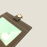 [フレンチカーフ] <br>IDストラップ両面横<br>color：ダークブラウン