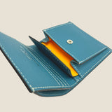 [French calf] <br>mini international wallet<br>color: Jean blue