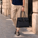 [Shrink leather x croco pattern leather]<br>Voyage L bag<br>color: black