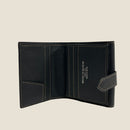 [French calf] <br>Hook -up wallet<br>color: Black x Gold Stitch
