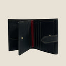 [French calf] <br>Hook -up wallet<br>color: Black x Gold Stitch