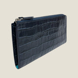 [Croc pattern] <br>L zip long wallet<br>color: navy