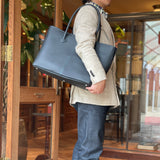 [French calf] <br>Royale L tote bag<br>color: navy<br>[Made to order]