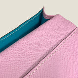 [French calf] <br>Thread gusset card case<br>color: mauve pink