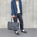 [フレンチカーフ] <br>ロワイヤルMトートバッグ<br>color：ネイビー×ターコイズステッチ×内装ネイビー