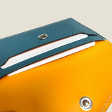 [French calf] <br>flap card case<br>color: Jean blue
