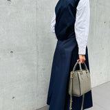 [Shrink leather]<br>Athena shoulder bag<br>color: ethane gray