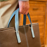 [French calf] <br>Bercy tote bag<br>color: dark brown x aqua blue
