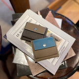 [French calf] <br>mini snap wallet<br>color: taupe x dark brown