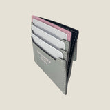 [French calf] <br>mini snap wallet<br>color: mauve pink x ice gray