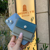 [French calf] <br>mini snap wallet<br>color: Jean blue x ice gray