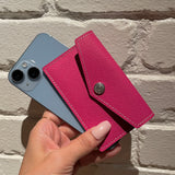 [French calf] <br>flap card case<br>color: magenta pink
