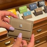 [French calf] <br>mini snap wallet<br>color: taupe