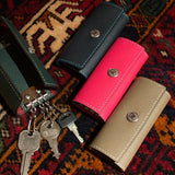 [French calf] <br>triple key case<br>color: dark green
