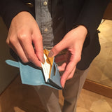 [French calf] <br>belt card case<br>color: Jean blue