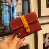 [Yamato] <br>Combi belt card case  <br>color: Bordeaux x yellow