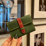 [Yamato] <br>Combi belt card case  <br>Color: Tartan green x Bordeaux