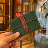 [Yamato] <br>Combi belt card case  <br>Color: Tartan green x Bordeaux
