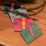 [Yamato] <br>Combi belt card case  <br>Color: Tartan green x Bordeaux