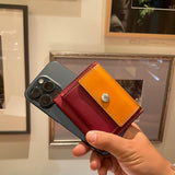 [Yamato] <br>Combi mini snap wallet<br>color: Bordeaux x yellow<br>[Made to order]
