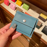[French calf] <br>mini snap wallet<br>color: Jean blue
