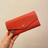 [French calf] <br>flap long wallet<br>color: orange