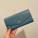 [French calf] <br>flap long wallet<br>color: Jean blue