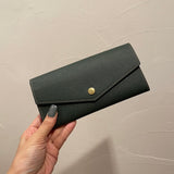 [French calf] <br>flap long wallet<br>color: dark green