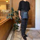 [フレンチカーフ]<br>ボックスサコッシュL<br>color：ネイビー