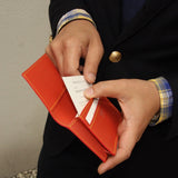 [French calf] <br>Thread gusset card case<br>color: orange