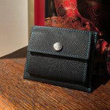 [French calf] <br>mini snap wallet<br>color: navy