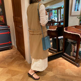 [French calf]<br>Box sacoche L<br>color: Jean blue