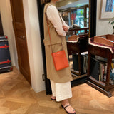 [フレンチカーフ]<br>ボックスサコッシュL<br>color：オレンジ<br>【９月下旬入荷予定】