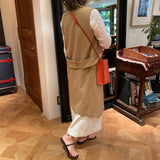 [フレンチカーフ]<br>ボックスサコッシュL<br>color：オレンジ<br>【９月下旬入荷予定】