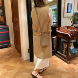 [French calf]<br>Box sacoche L<br>color: taupe